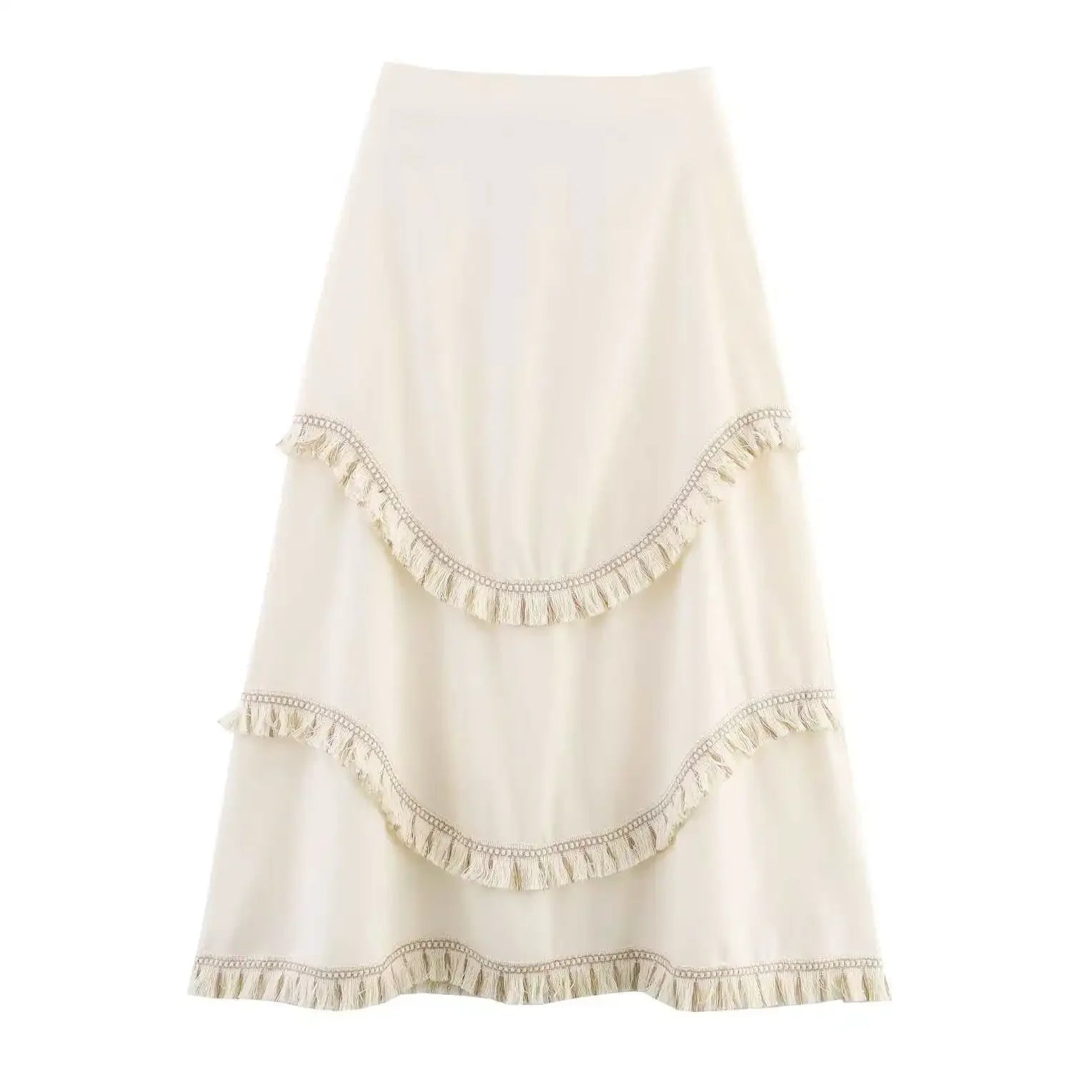 Conjunto Linho - Saia Midi de Cintura Alta e Top com Alças Finas