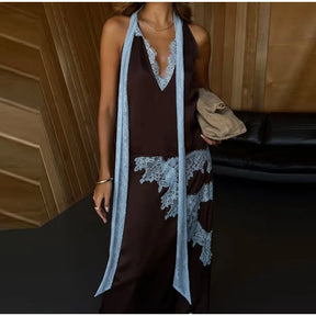 Conjunto Luxo com Renda Contrastada e Saia Longa – Elegância Atemporal