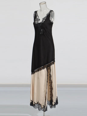 Vestido com Recortes Esculpidos em Renda e Elegância Patchwork