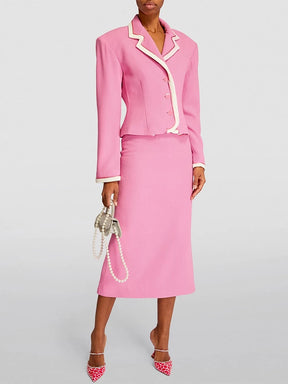 Conjunto Feminino Blazer e Saia – Botões Forrados e Designer Sofisticado