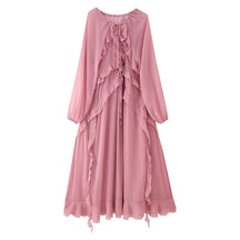Vestido Feminino de Chiffon com Babados em Camadas
