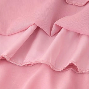 Vestido Feminino de Chiffon com Babados em Camadas