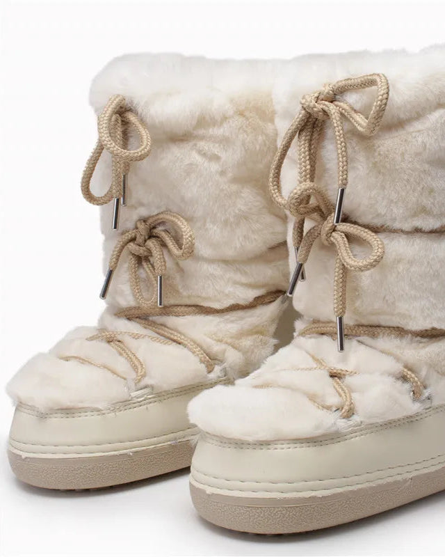 Botas de Neve com Peles Sintéticas – Plataforma Elegante e Conforto Aveludado