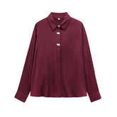 Camisa Vinho com Botões Dourados