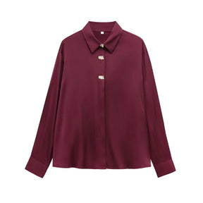 Camisa Vinho com Botões Dourados