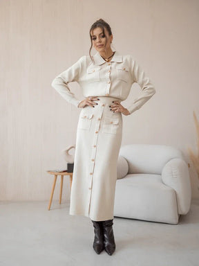 Conjunto Saia e cardigã - Tricô modal