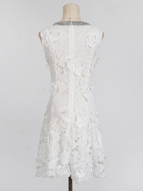 Vestido com Renda e Pedrarias – Design Elegante e Silhueta Refinada