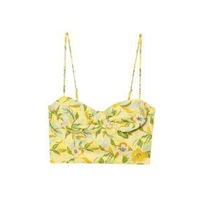 Conjunto Floral com Top Cropped e Saia Evase – Duas Peças Elegantes