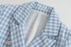 Conjunto, Shorts Ou blazer - Tweed Xadrez Elegante