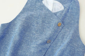 Conjunto – Colete Sem Mangas com Botões + Calça Reta com Cinto, Look Casual Chic 2 Peças