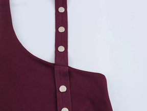 Conjunto Assimétrico Retrô Chic com Top de Amarração e Saia Midi com Fenda – Elegância de Verão em Silhueta Esculpida