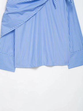 Camisa Casual Listrada com Lenço Integrado