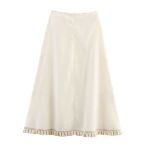 Conjunto Linho - Saia Midi de Cintura Alta e Top com Alças Finas