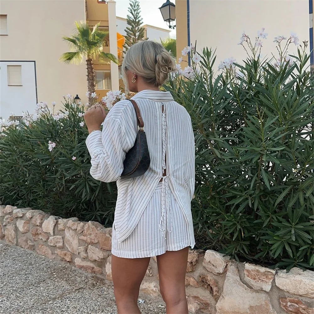 Conjunto camisa e shorts Listrado - Novidade