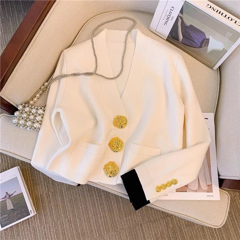 Cardigan Com botões dourado Rosa