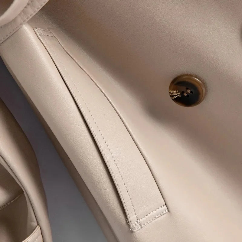 Trench Coat Couro de Cabra(Pelica)– Cintura Marcada e Caimento Sofisticado