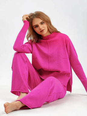 Conjunto Calça e Blusão de Tricô Inverno