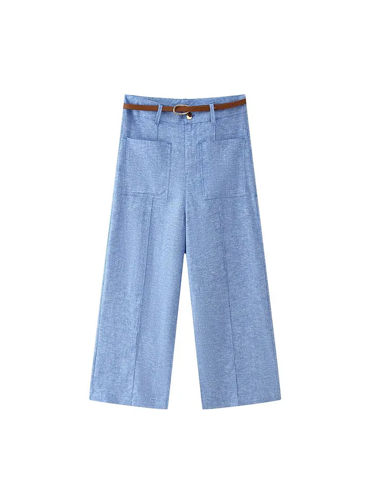 Conjunto – Colete Sem Mangas com Botões + Calça Reta com Cinto, Look Casual Chic 2 Peças