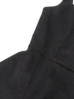 Vestido Longo Bicolor com Decote Reto – Cintura Alta e Saia Plissada em Silhueta Escultural