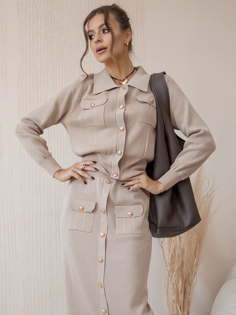 Conjunto Saia e cardigã - Tricô modal