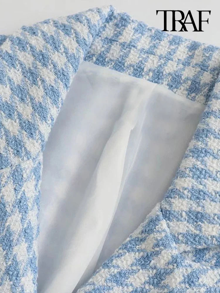 Conjunto, Shorts Ou blazer - Tweed Xadrez Elegante