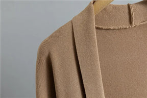 Conjunto Feminino 3 Peças de Tricô – Colete, Cardigan Longo e Calça Pantalona