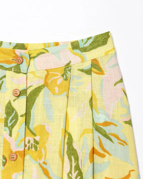 Conjunto Floral com Top Cropped e Saia Evase – Duas Peças Elegantes