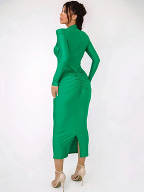 Vestido Maxi Sexy com Fivela de Metal