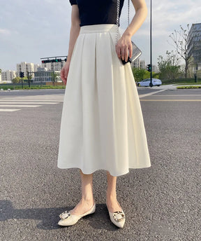 Saia Midi com bolsos alfaiataria