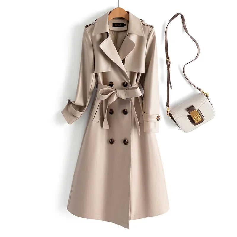 Trench Coat Couro de Cabra(Pelica)– Cintura Marcada e Caimento Sofisticado