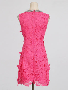 Vestido com Renda e Pedrarias – Design Elegante e Silhueta Refinada