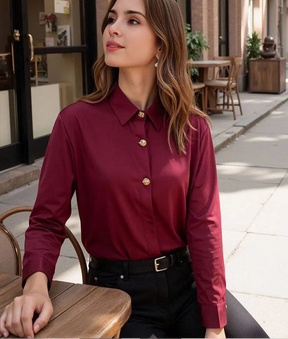 Camisa Vinho com Botões Dourados