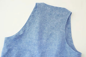 Conjunto – Colete Sem Mangas com Botões + Calça Reta com Cinto, Look Casual Chic 2 Peças