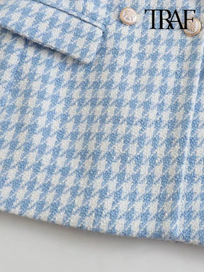 Conjunto, Shorts Ou blazer - Tweed Xadrez Elegante