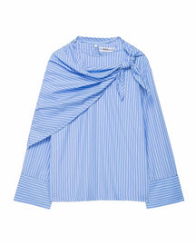 Camisa Casual Listrada com Lenço Integrado