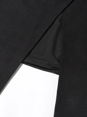 Vestido Longo Bicolor com Decote Reto – Cintura Alta e Saia Plissada em Silhueta Escultural