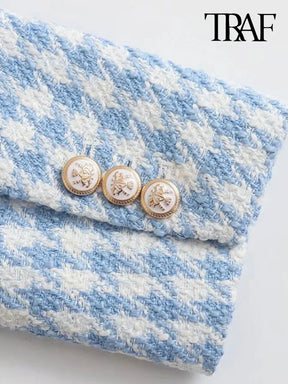 Conjunto, Shorts Ou blazer - Tweed Xadrez Elegante