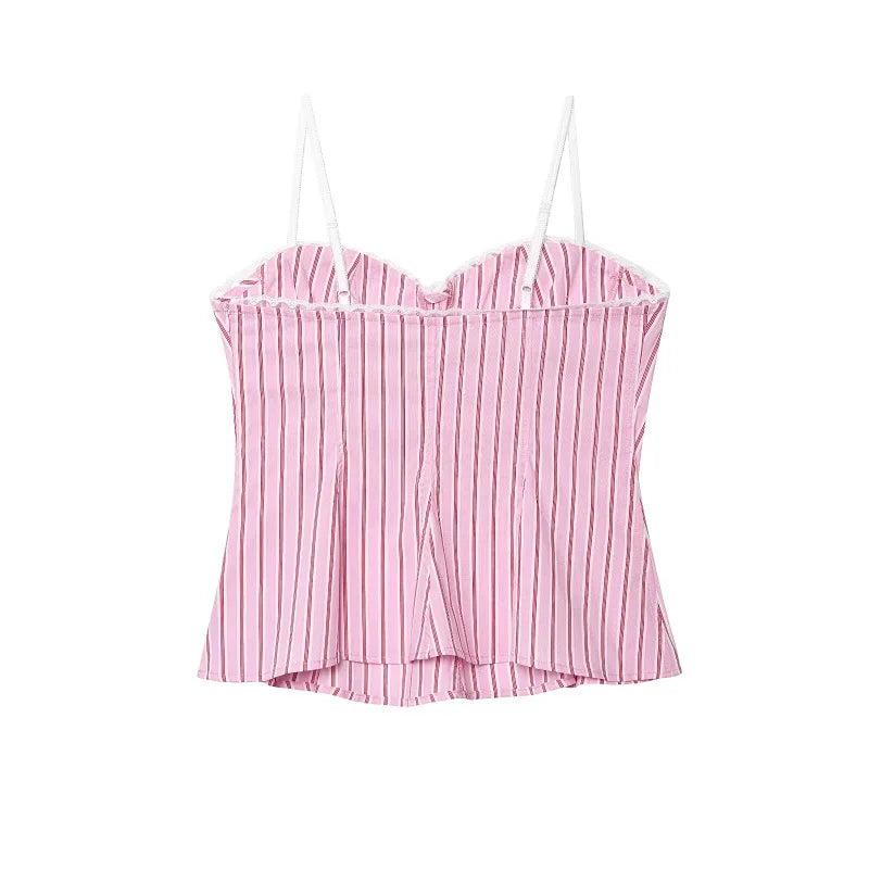 Conjunto Listrado com Top Laço e Calça de Alfaiataria – Elegância Leve para o Verão