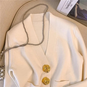 Cardigan Com botões dourado Rosa