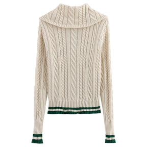 Conjunto Feminino Elegante de Tricô com Gola Lapel e Manga Longa