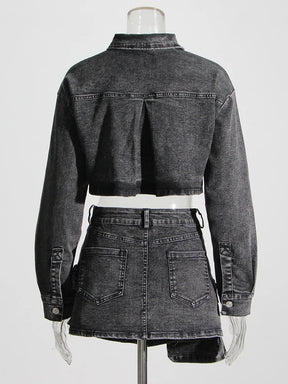 Conjunto Jeans top e saia cargo  - Novidade