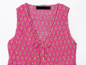 Conjunto Essence – Top Estampado em Favo & Saia Midi de Cintura Alta