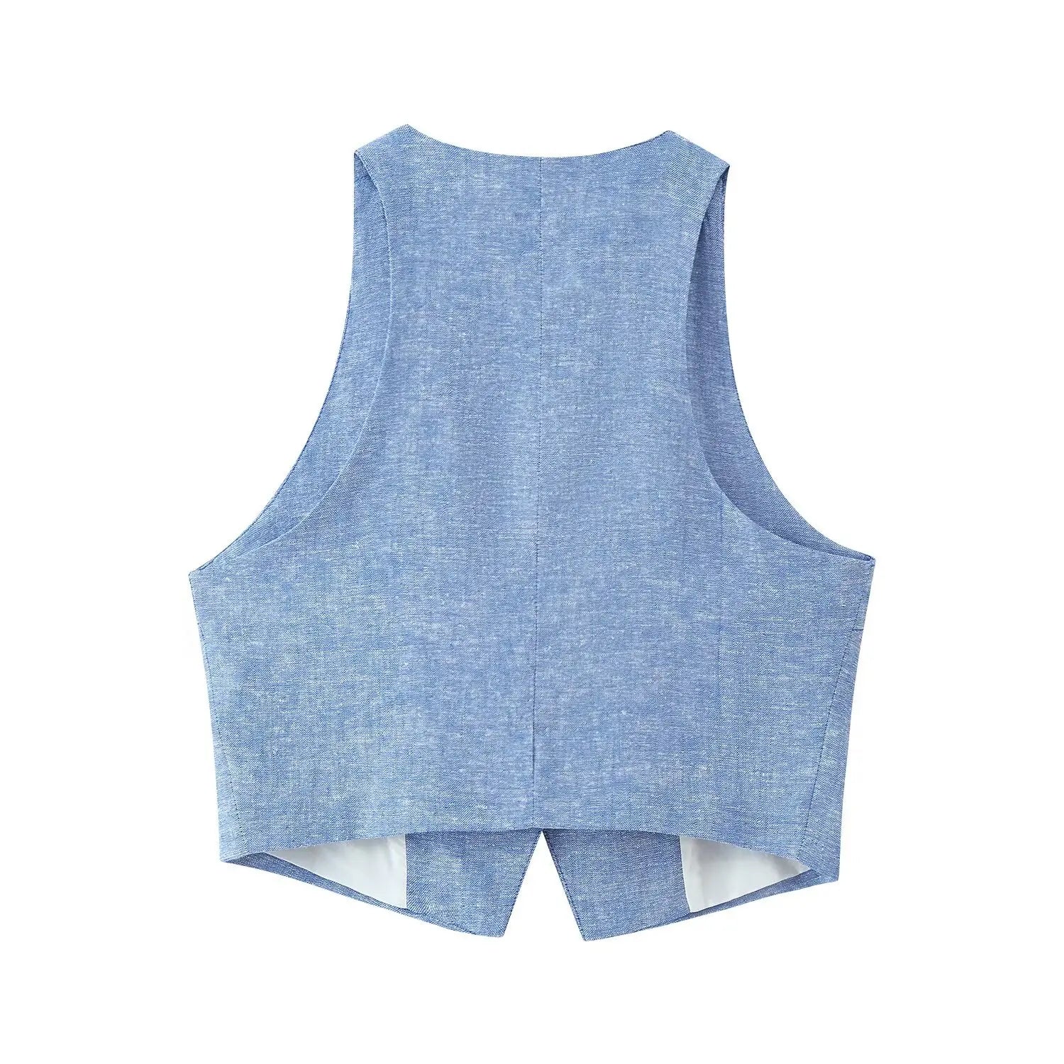 Conjunto – Colete Sem Mangas com Botões + Calça Reta com Cinto, Look Casual Chic 2 Peças