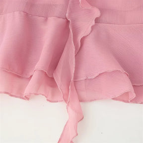 Vestido Feminino de Chiffon com Babados em Camadas