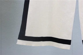 Conjunto Feminino 3 Peças em Tricô – Blusa, Pashmina e Calça Pantalona Cintura Alta