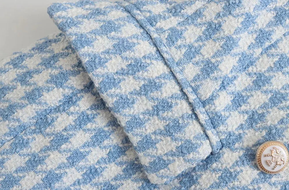 Conjunto, Shorts Ou blazer - Tweed Xadrez Elegante