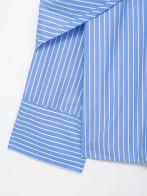 Camisa Casual Listrada com Lenço Integrado