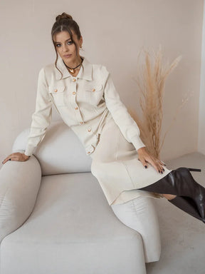 Conjunto Saia e cardigã - Tricô modal