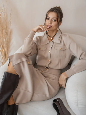 Conjunto Saia e cardigã - Tricô modal