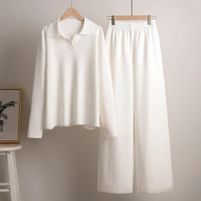 Conjunto Tricot – Suéter de Gola Alta e Calça Wide Leg em Malha Premium
